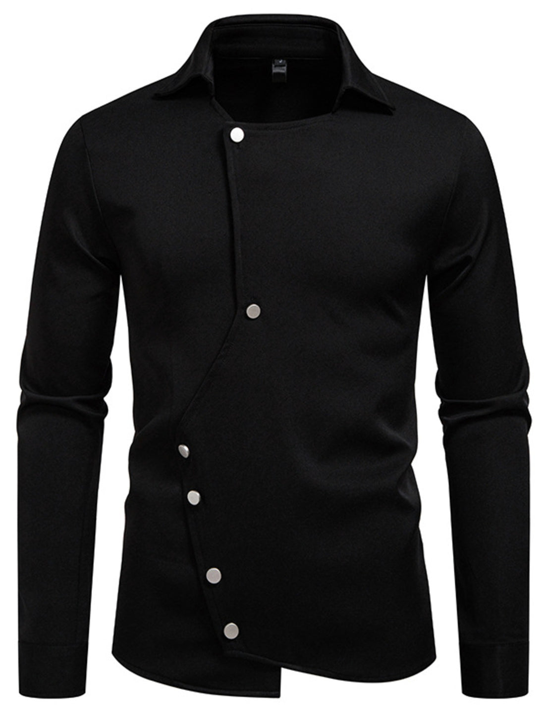 Men's Asymmetrical Button-Down Long Sleeve Shirt - cas7m