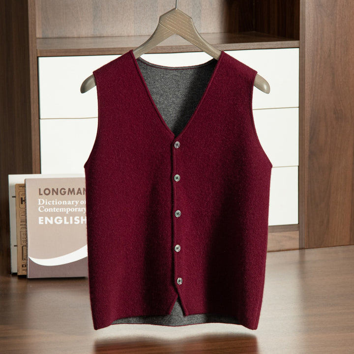 Men's V-neck Vest Premium Casual Knit Vest - cas7m