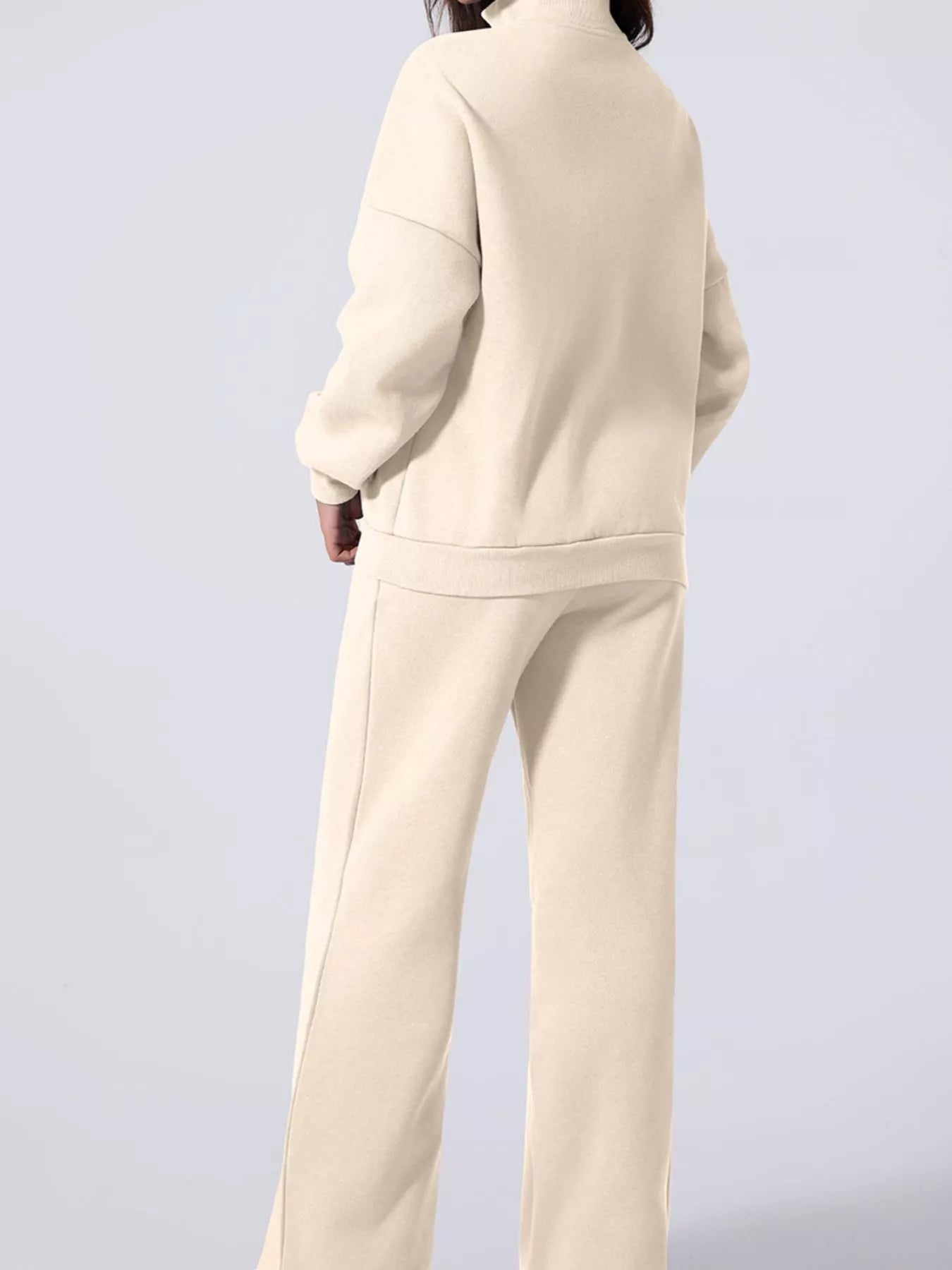 Drop Shoulder Zip Up Jacket and Drawstring Pants Active 2pcs Set - cas7m