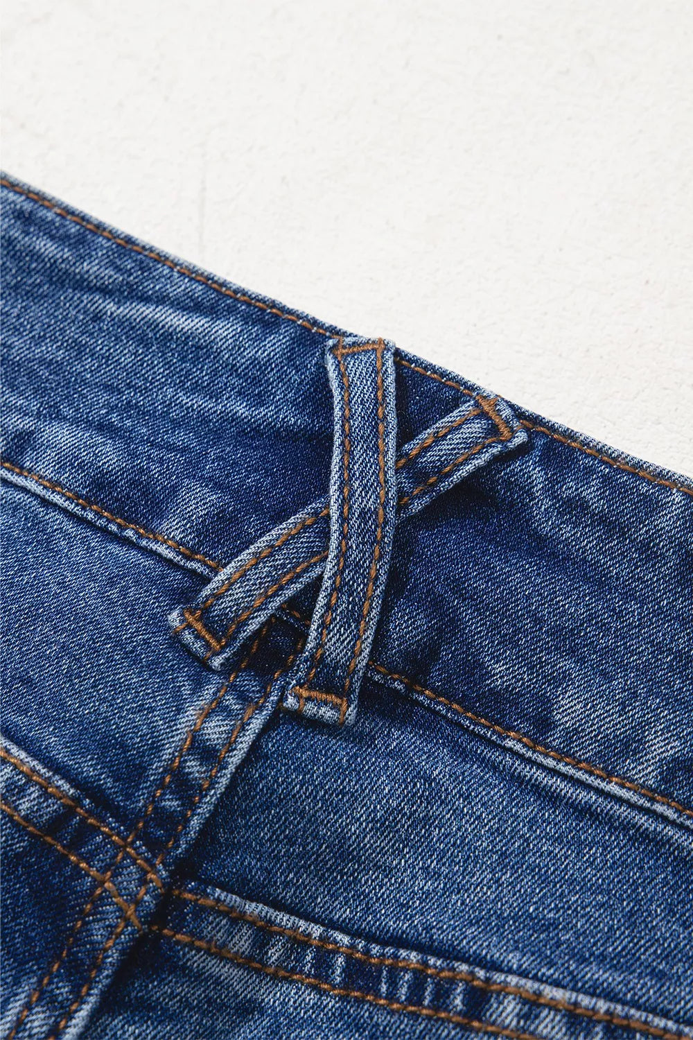 Double Button Zip Fly Straight Leg Jeans - cas7m