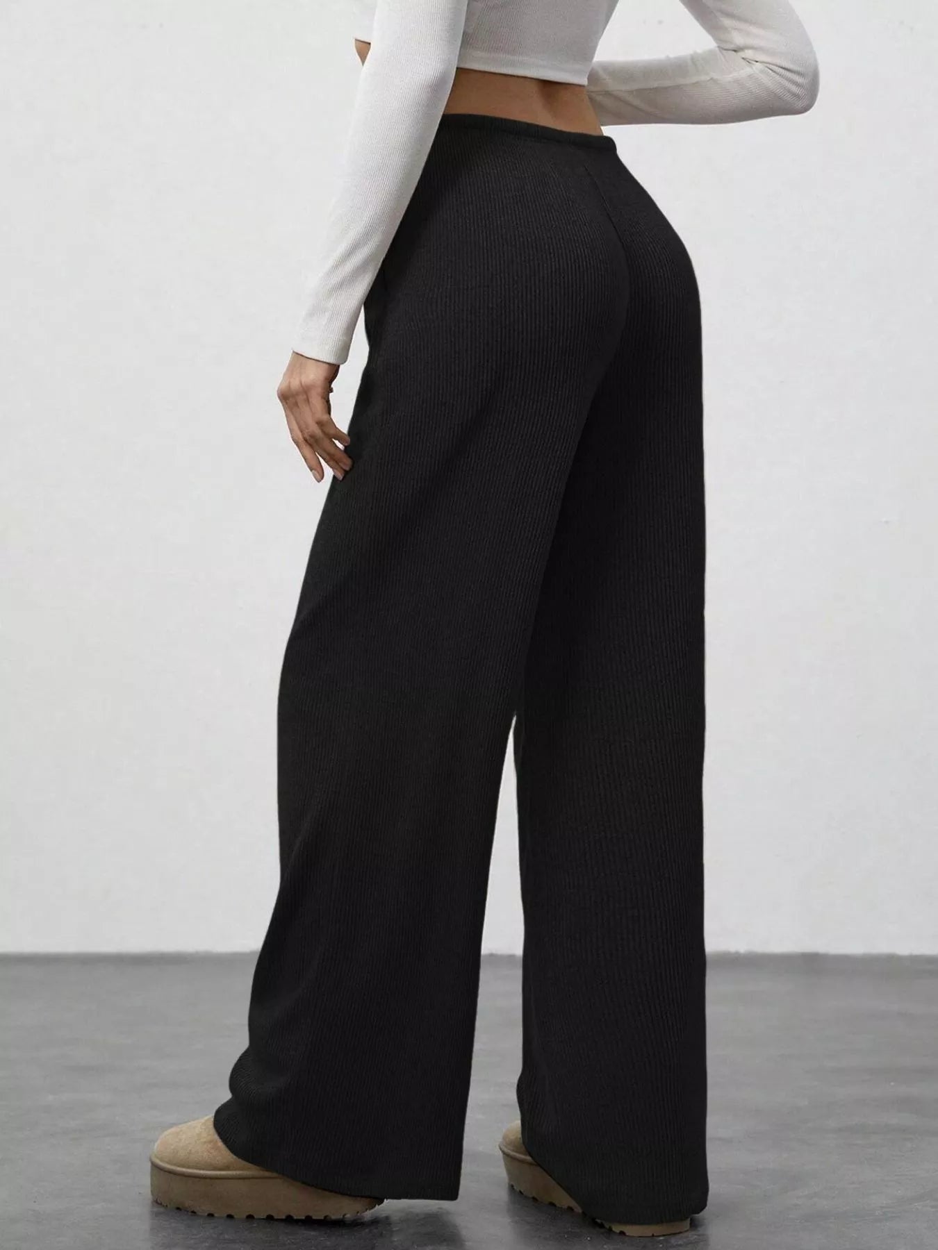 Relaxed Fit Wide Leg Pants - cas7m