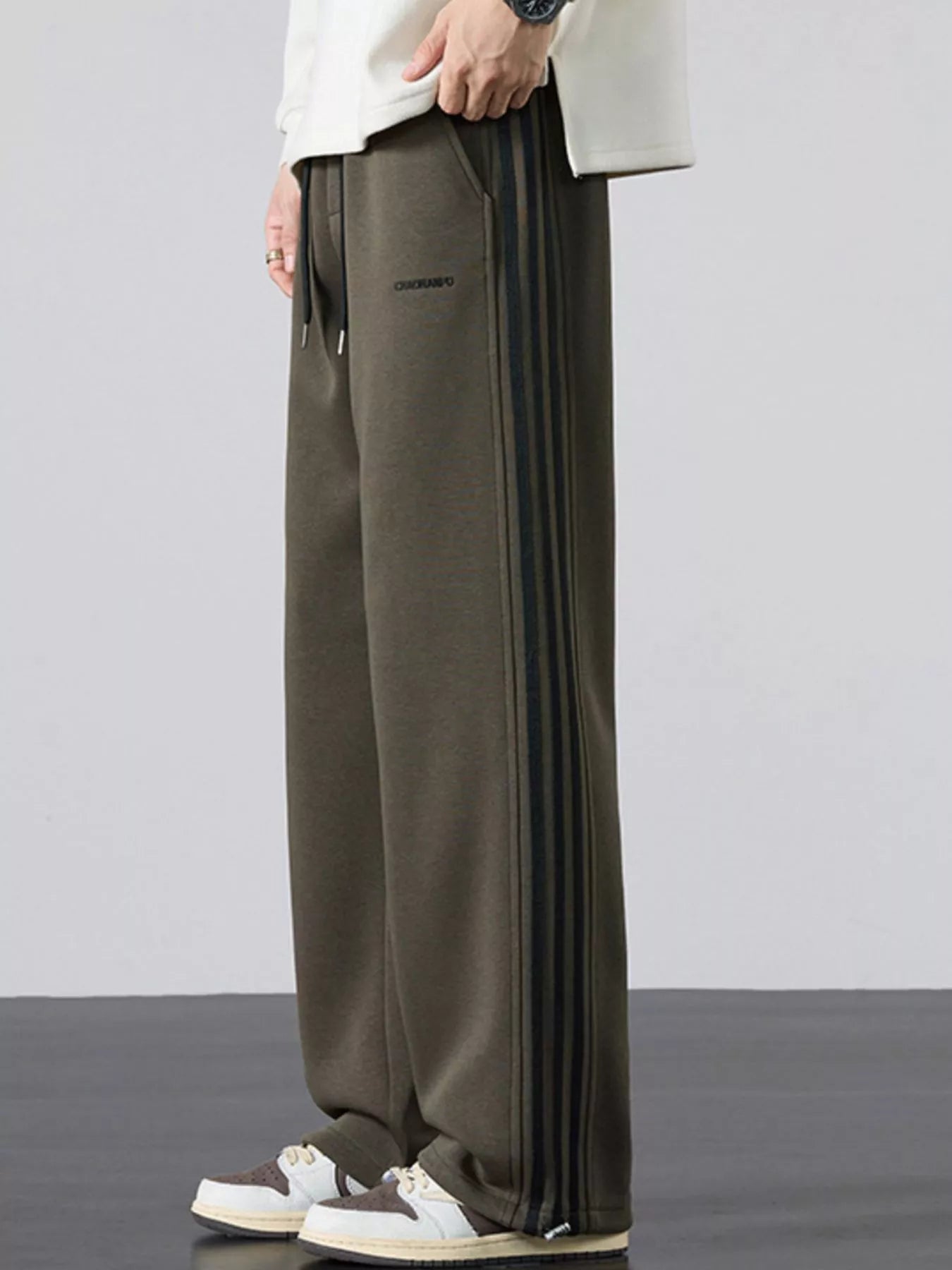 Men's Plus Size Casual Striped Wide Leg Sweatpants - cas7m