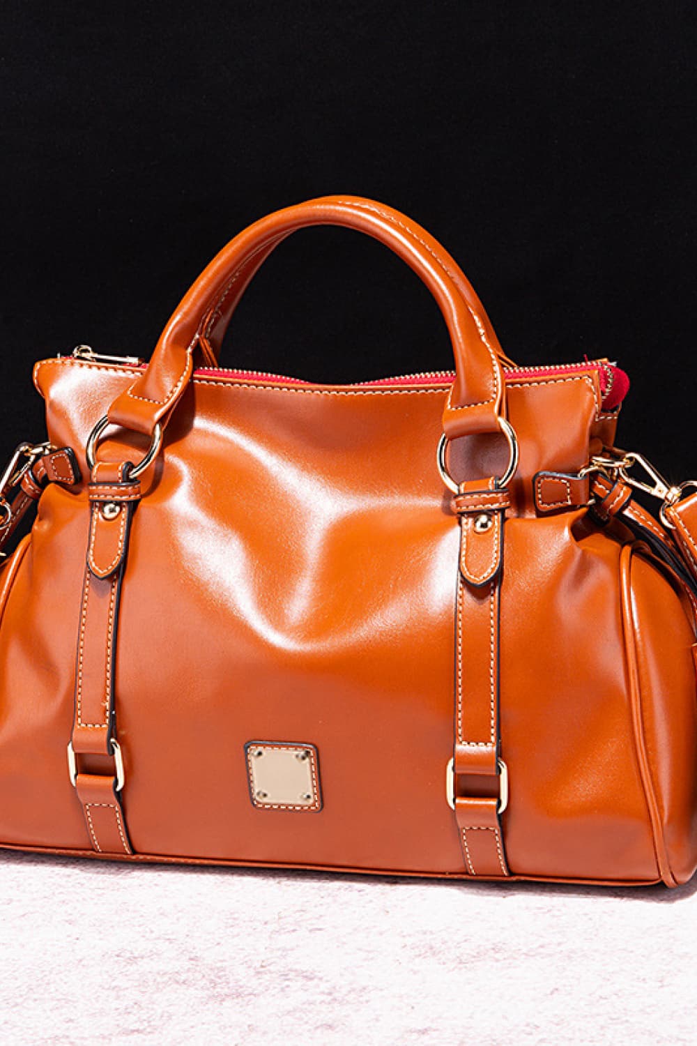 PU Leather Handbag with Tassels - cas7m
