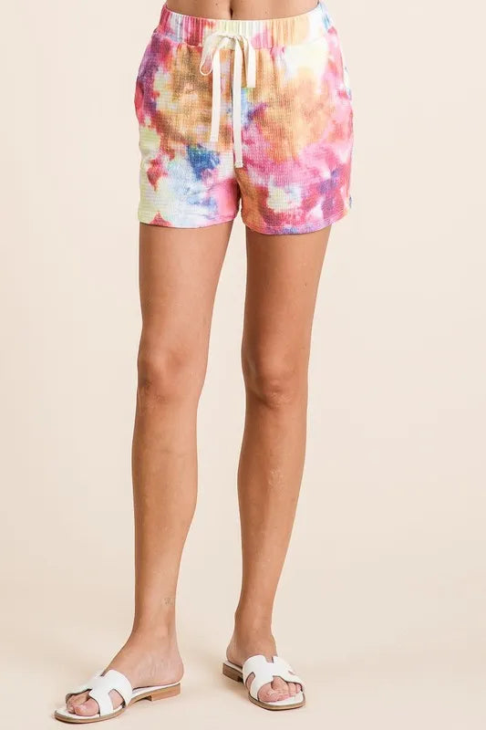 BiBi Tie Dye French Terry Casual Shorts - cas7m