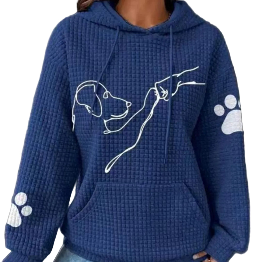 Waffle Hoodie Winter New Hooded Dog Printed Sweater Women - cas7m