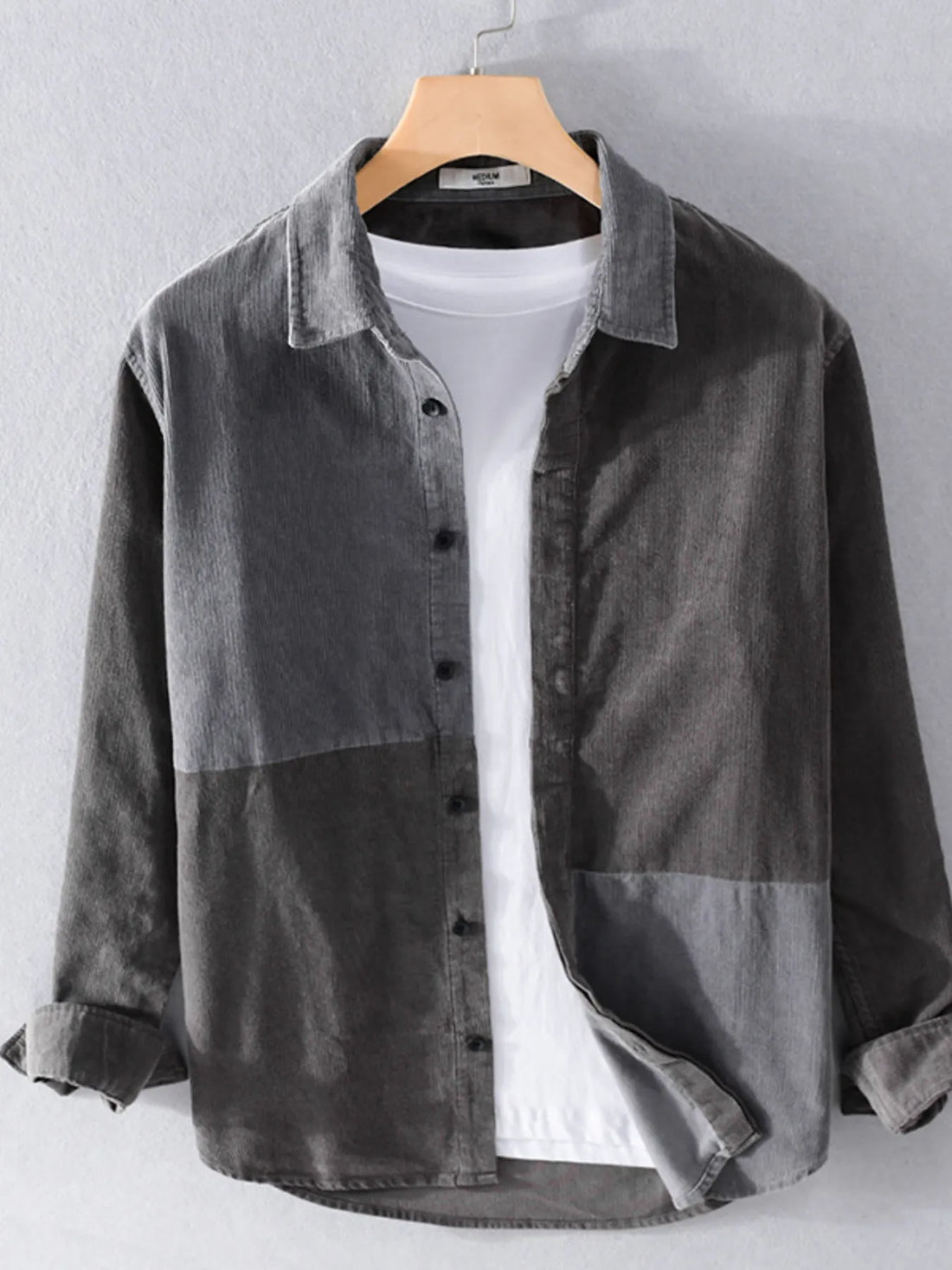 Men's Plus Size Button Up Long Sleeve Shirt - cas7m