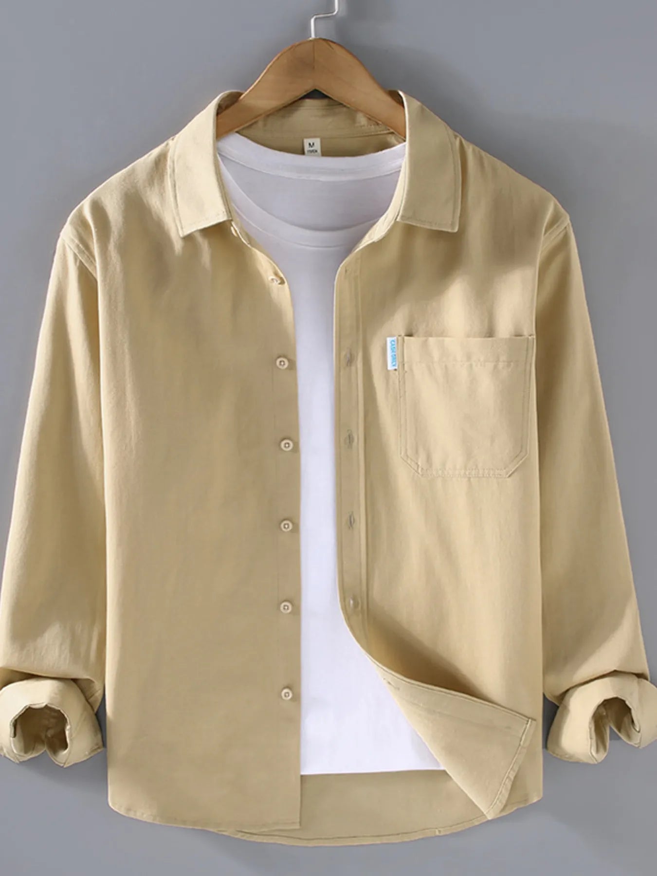 Men's Plus Size Long Sleeve Button-Up Shirt - cas7m