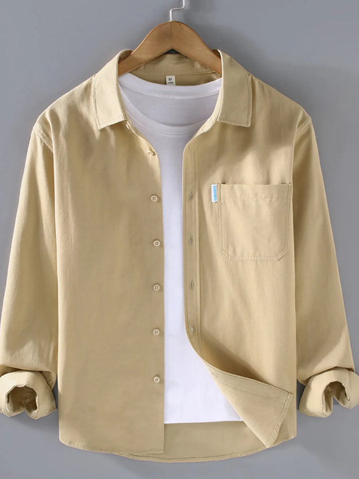Men's Plus Size Long Sleeve Button-Up Shirt - cas7m