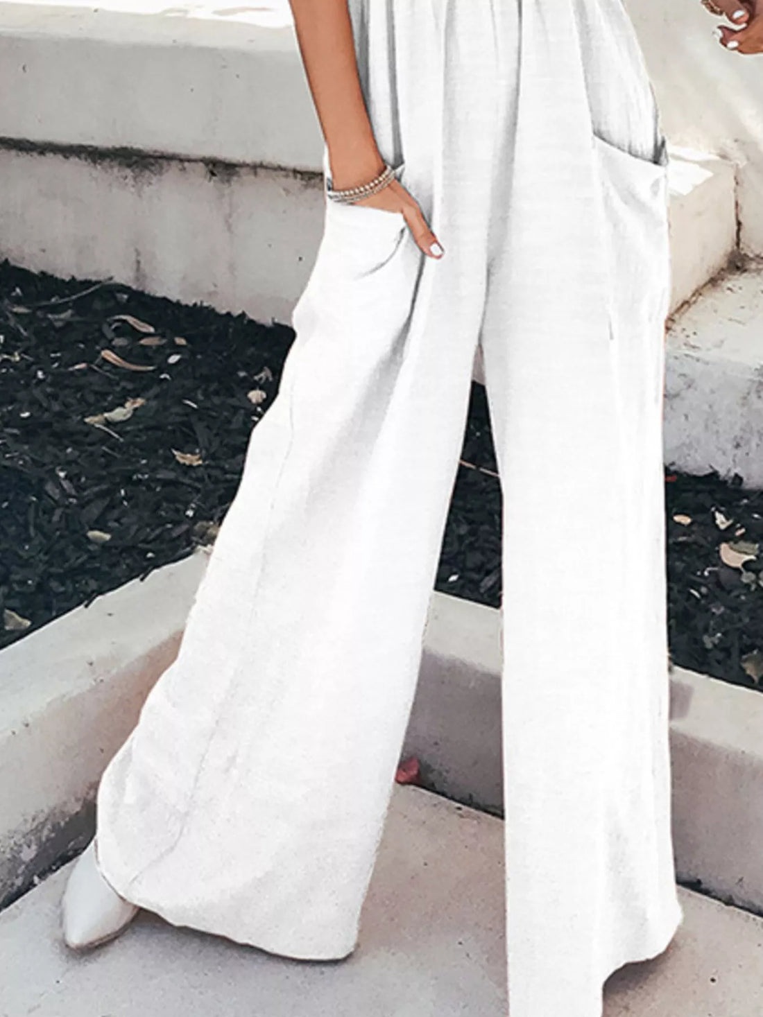 Smocked Wide Leg Jumpsuit - cas7m