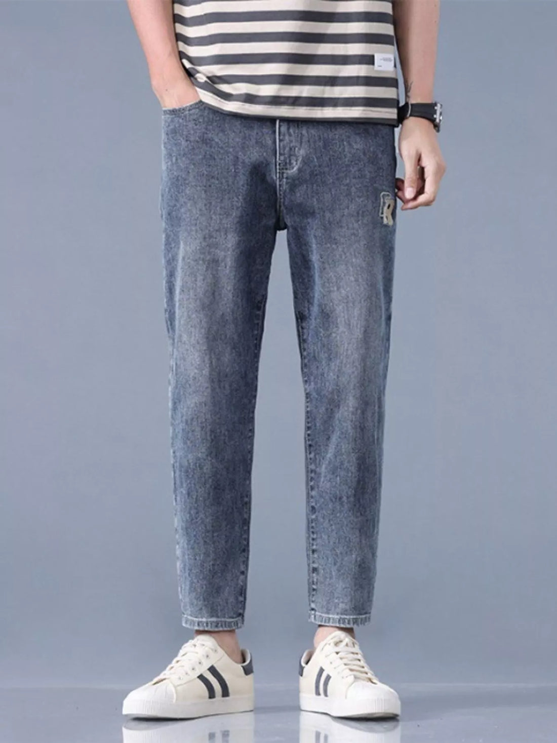 Men's Straight-Leg Wash Jeans - cas7m