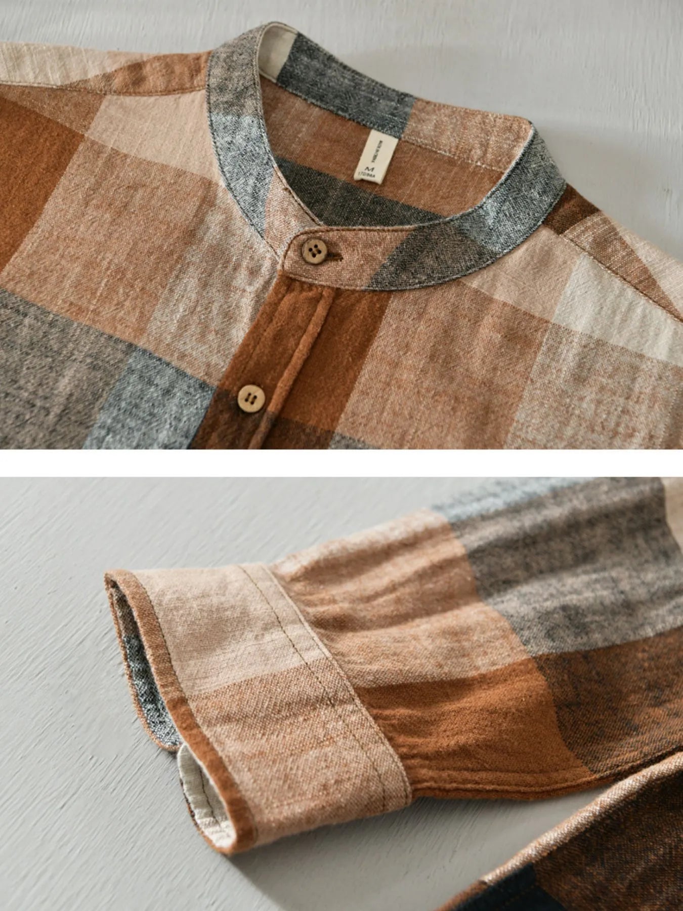 Men's Plus Size Plaid Long Sleeve Shirt - cas7m