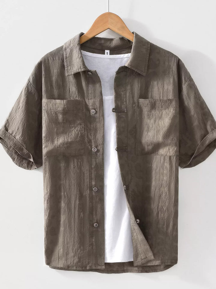 Men's Plus Size Casual Button Up Short Sleeve Shirt - cas7m
