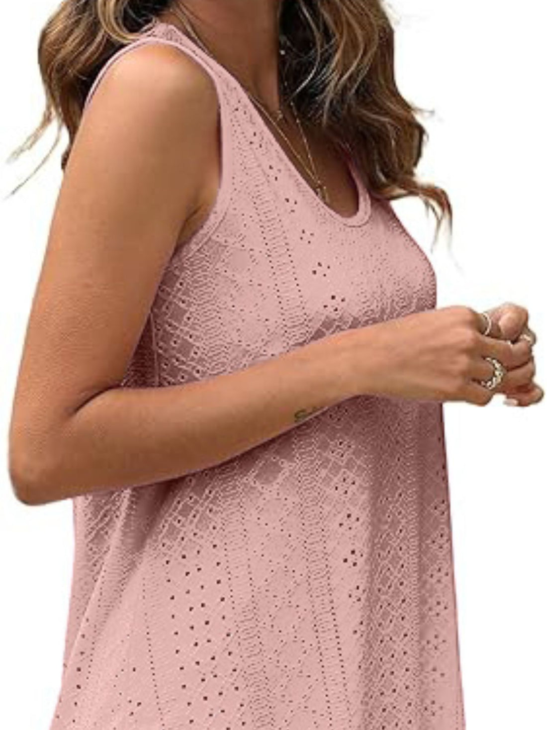 Eyelet Scoop Neck Tank - cas7m