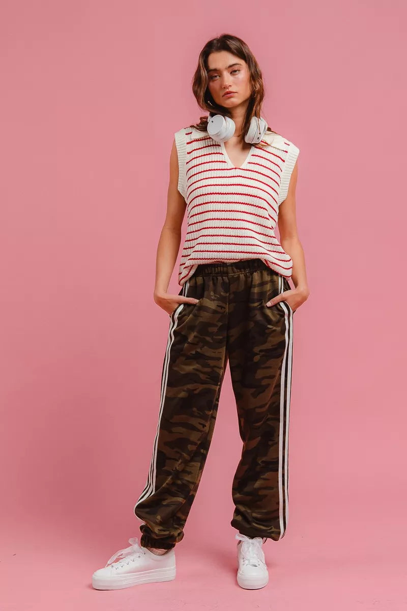 BiBi Side Lines Camouflage Track Pants - cas7m