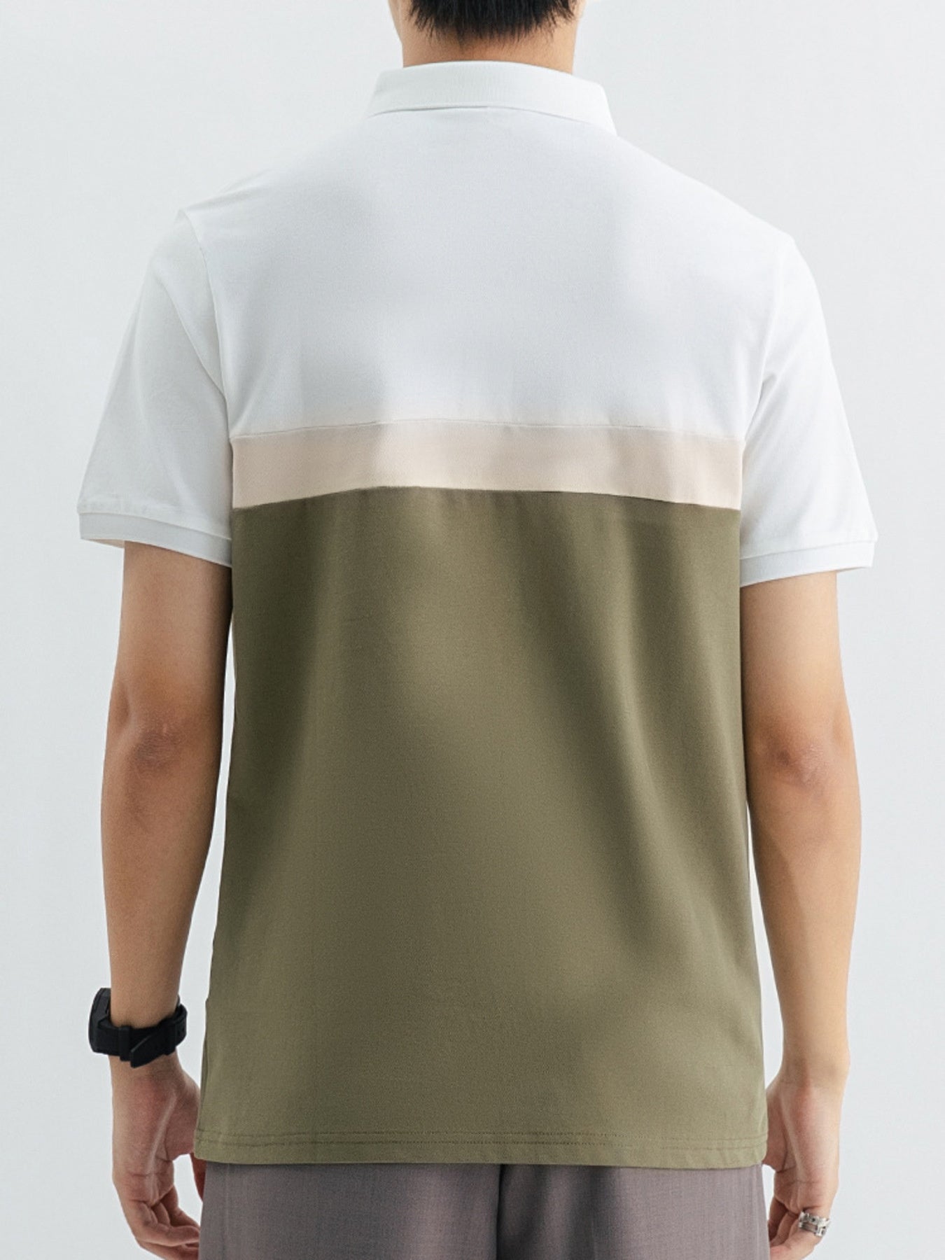 Men's Plus Size Color Block Short Sleeve Casual Polo - cas7m