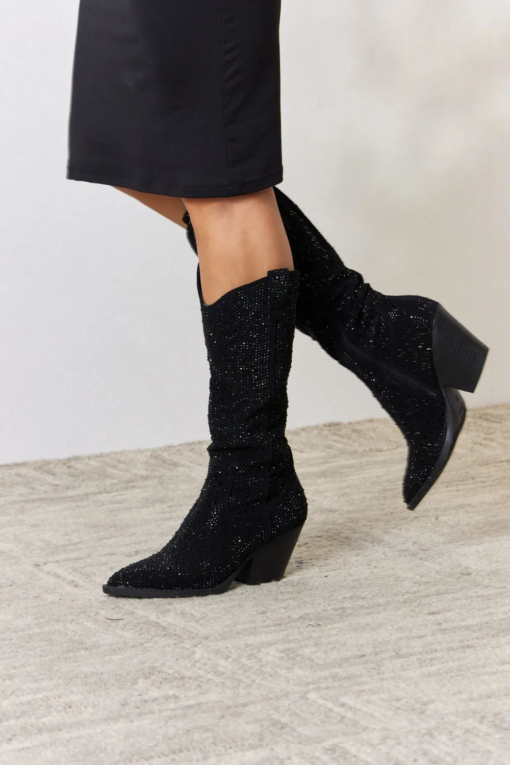 Forever Link Rhinestone Knee High Cowboy Boots - cas7m