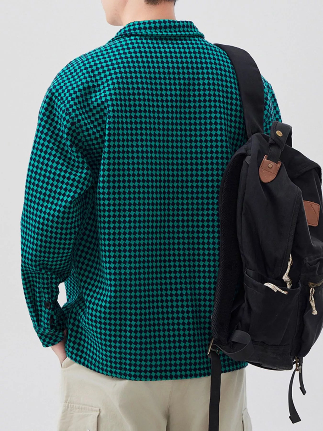 Men's Plus Size Button Up Long Sleeve Shirt - cas7m