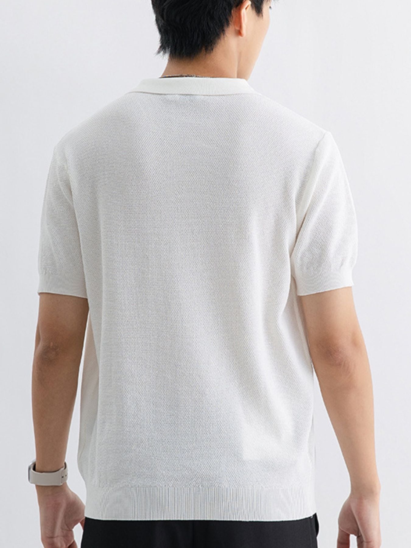 Men's Plus Size Textured Knit Zip-Up Polo - cas7m
