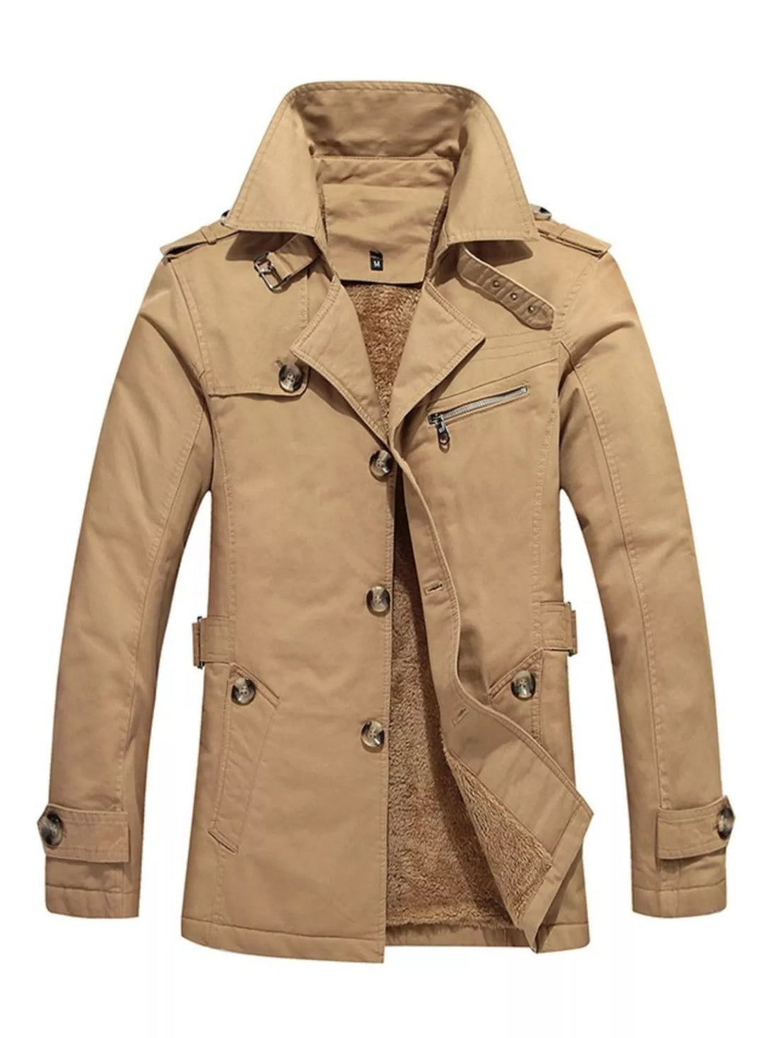 Men's Plus Size Button Up Long Sleeve Coat - cas7m