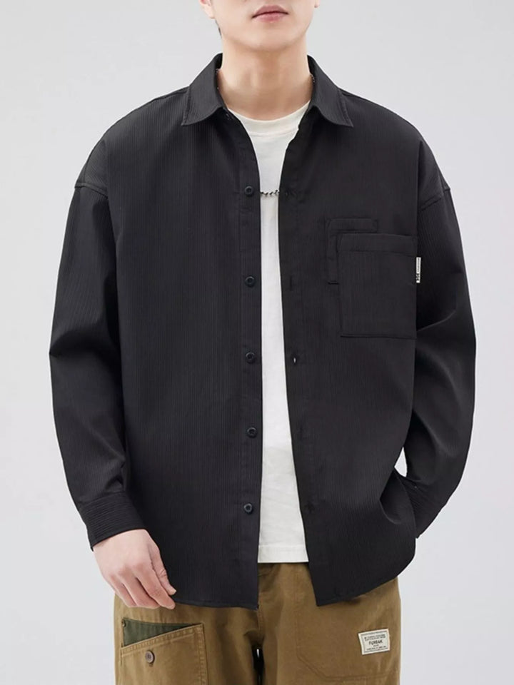 Men's Plus Size Button Down Long Sleeve Shirt - cas7m