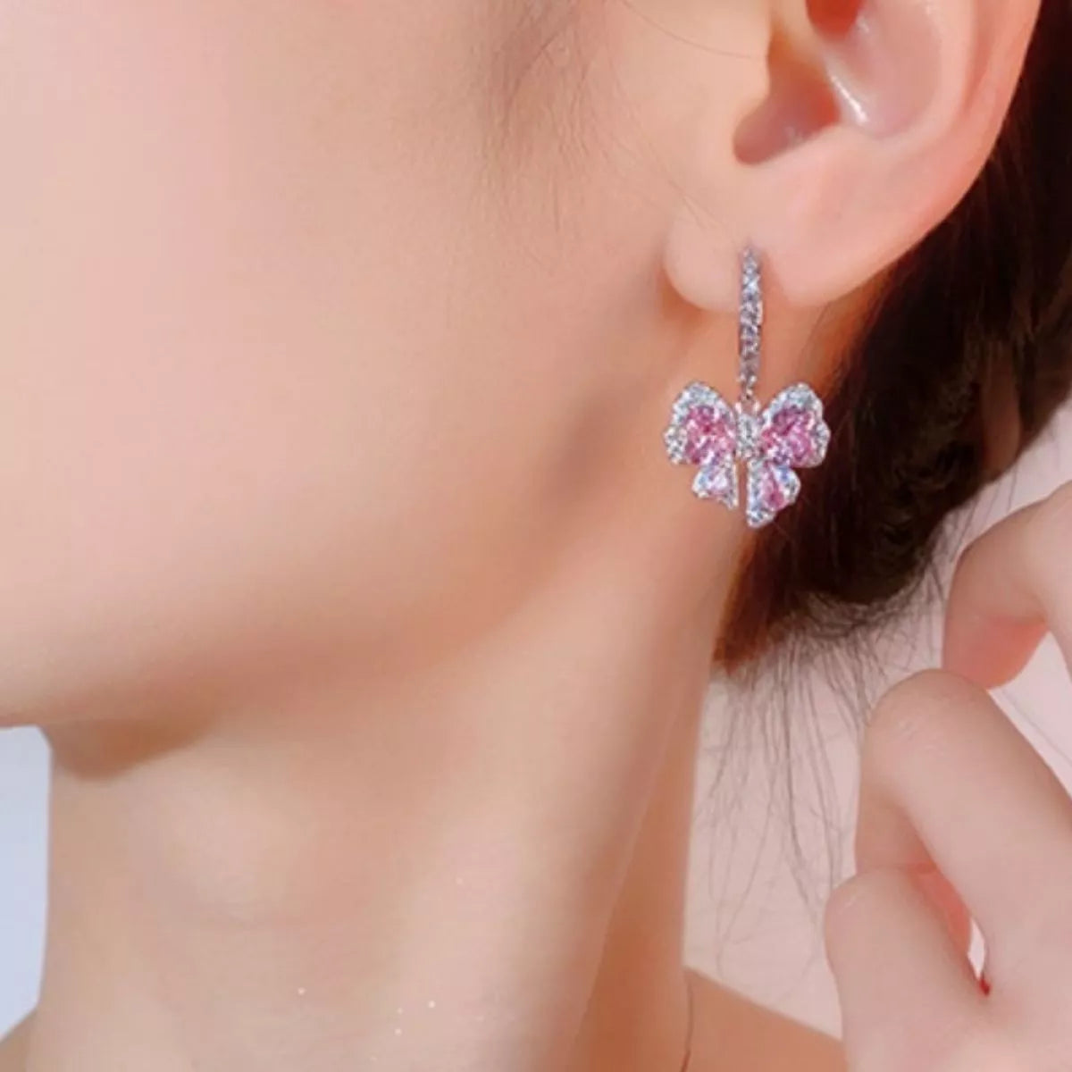 Zircon Bowknot Drop Earrings - cas7m