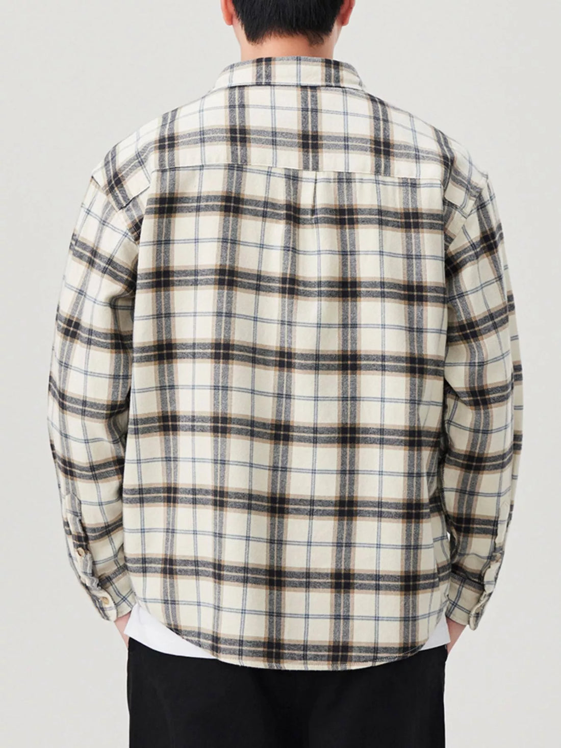 Men's Plus Size Plaid Button Up Long Sleeve Shirt - cas7m