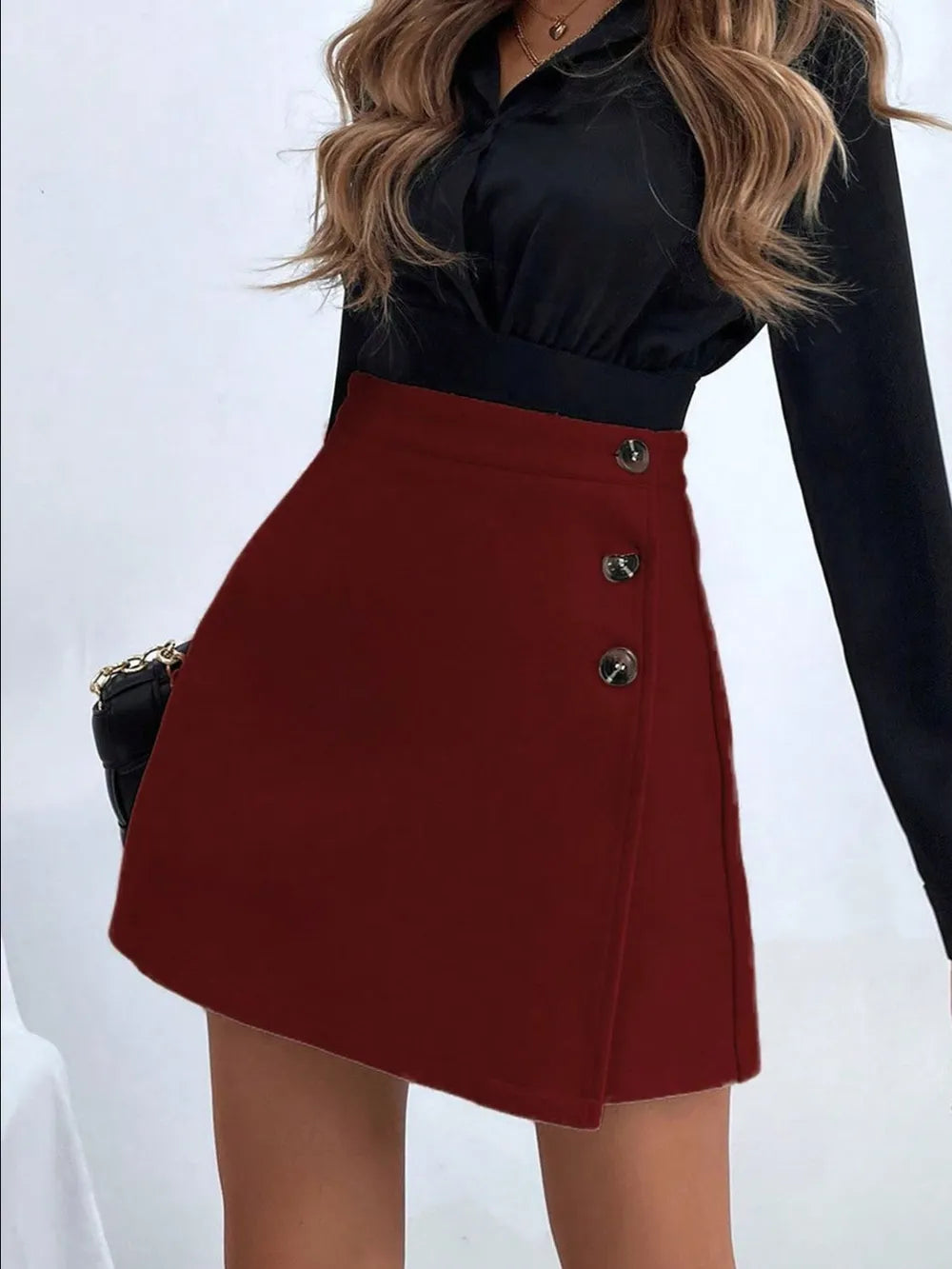 Buttoned Mini Skirt - cas7m