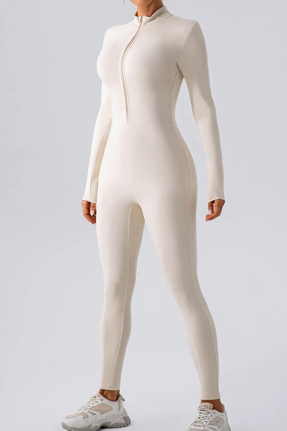 Half Zip Mock Neck Active Jumpsuit - cas7m