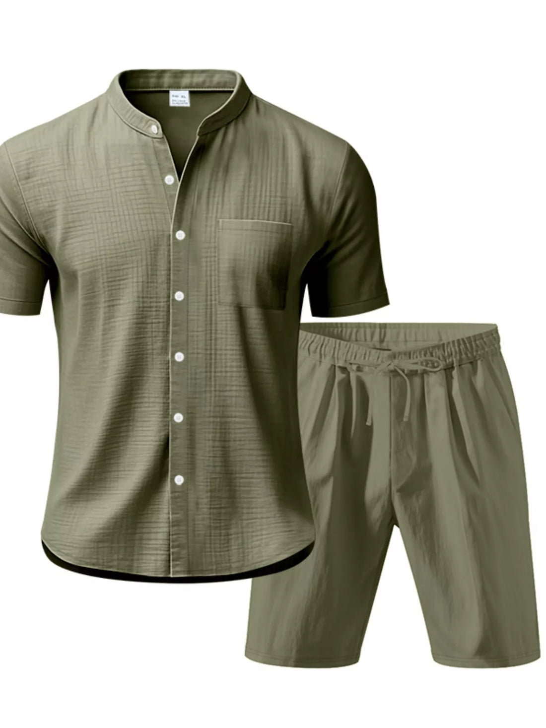 Men's Full Size Casual Short Sleeve Shirt and Shorts Set Plus Size - cas7m