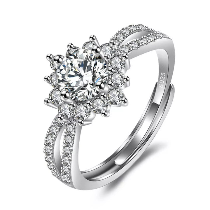 1 Carat Moissanite 925 Sterling Silver Flower Ring - cas7m