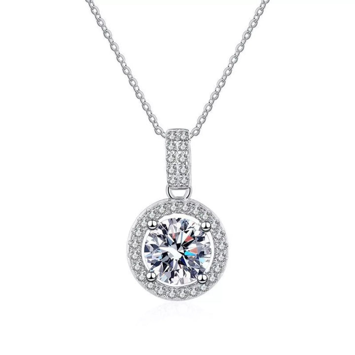1 Carat Moissanite 925 Sterling Silver Pendant Necklace - cas7m