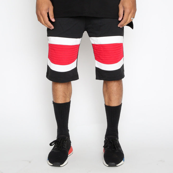 Red Stripe Moto Shorts - cas7m