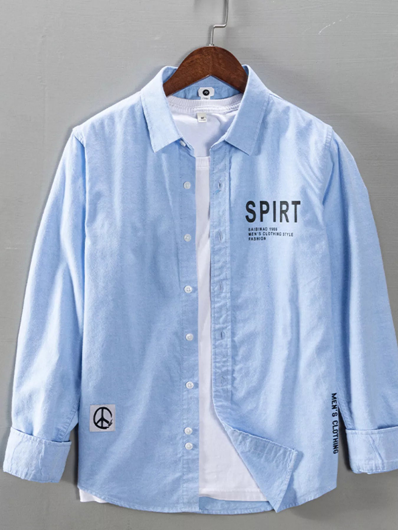 Men's Plus Size Button Up Long Sleeve Shirt - cas7m