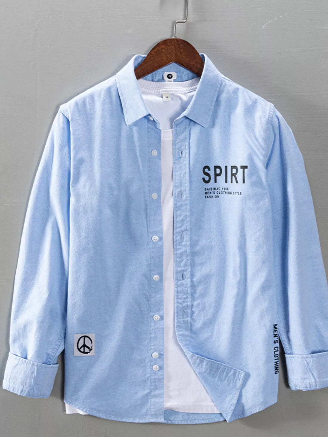Men's Plus Size Button Up Long Sleeve Shirt - cas7m