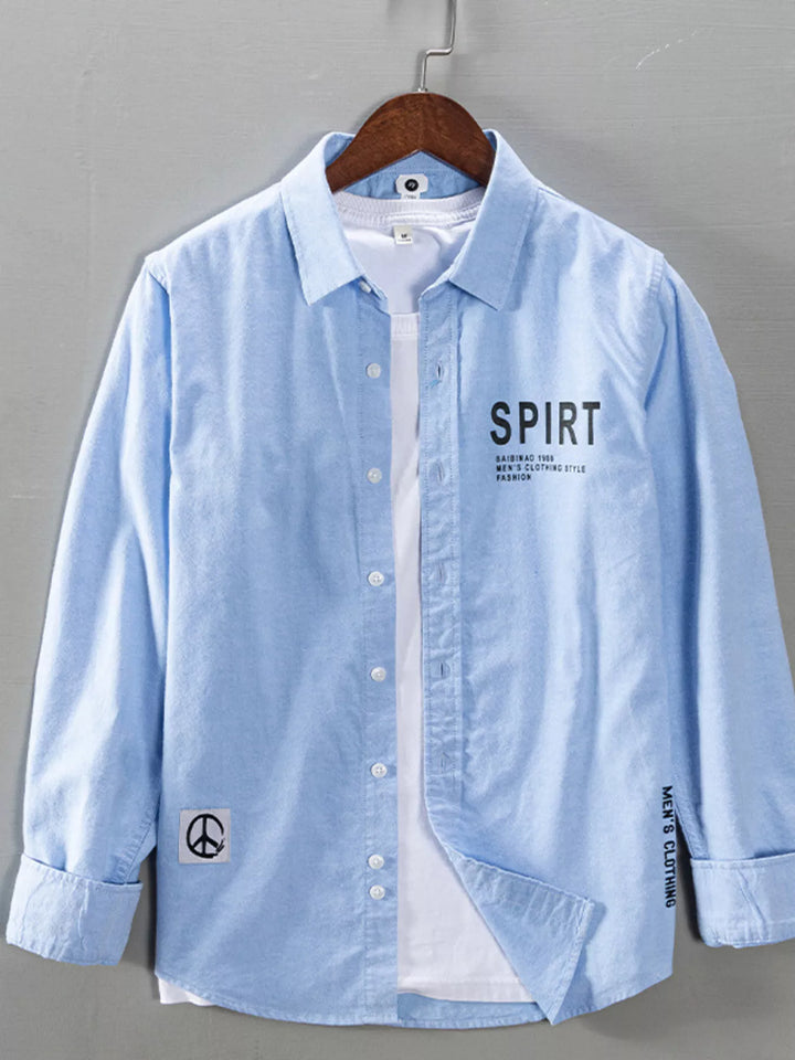 Men's Plus Size Button Up Long Sleeve Shirt - cas7m