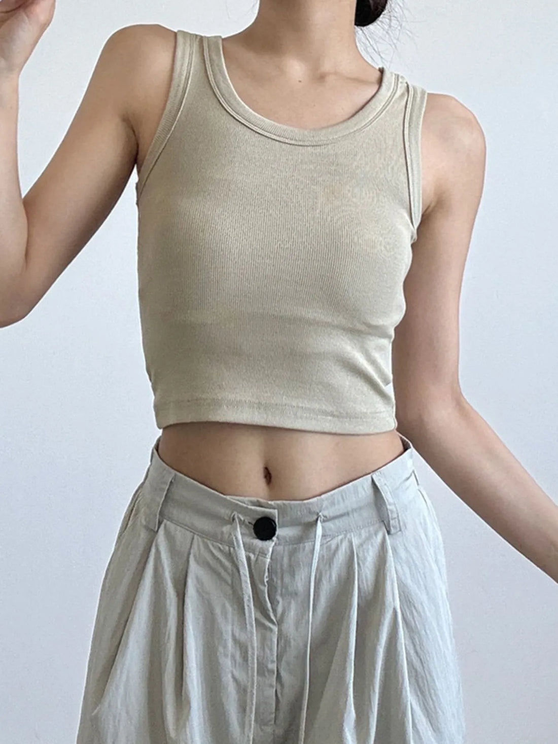 Ribbed Crop Tank Top - cas7m