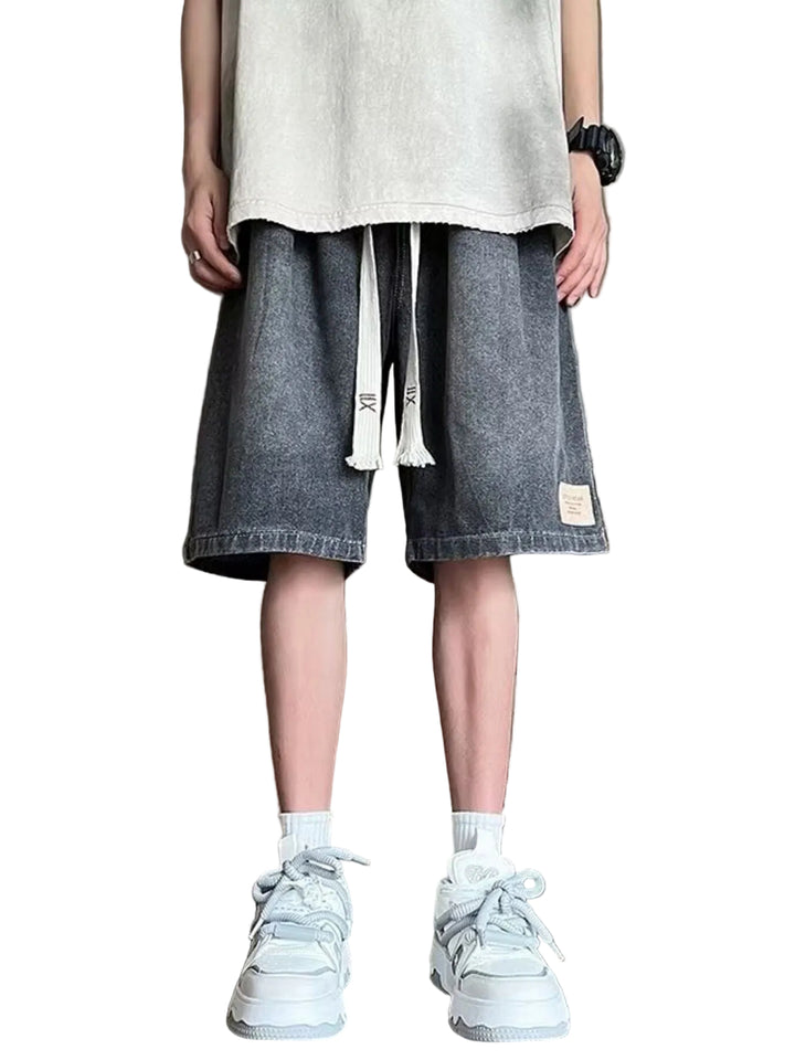 Men's Full Size Vintage Wash Loose Fit Denim Shorts Plus Size - cas7m