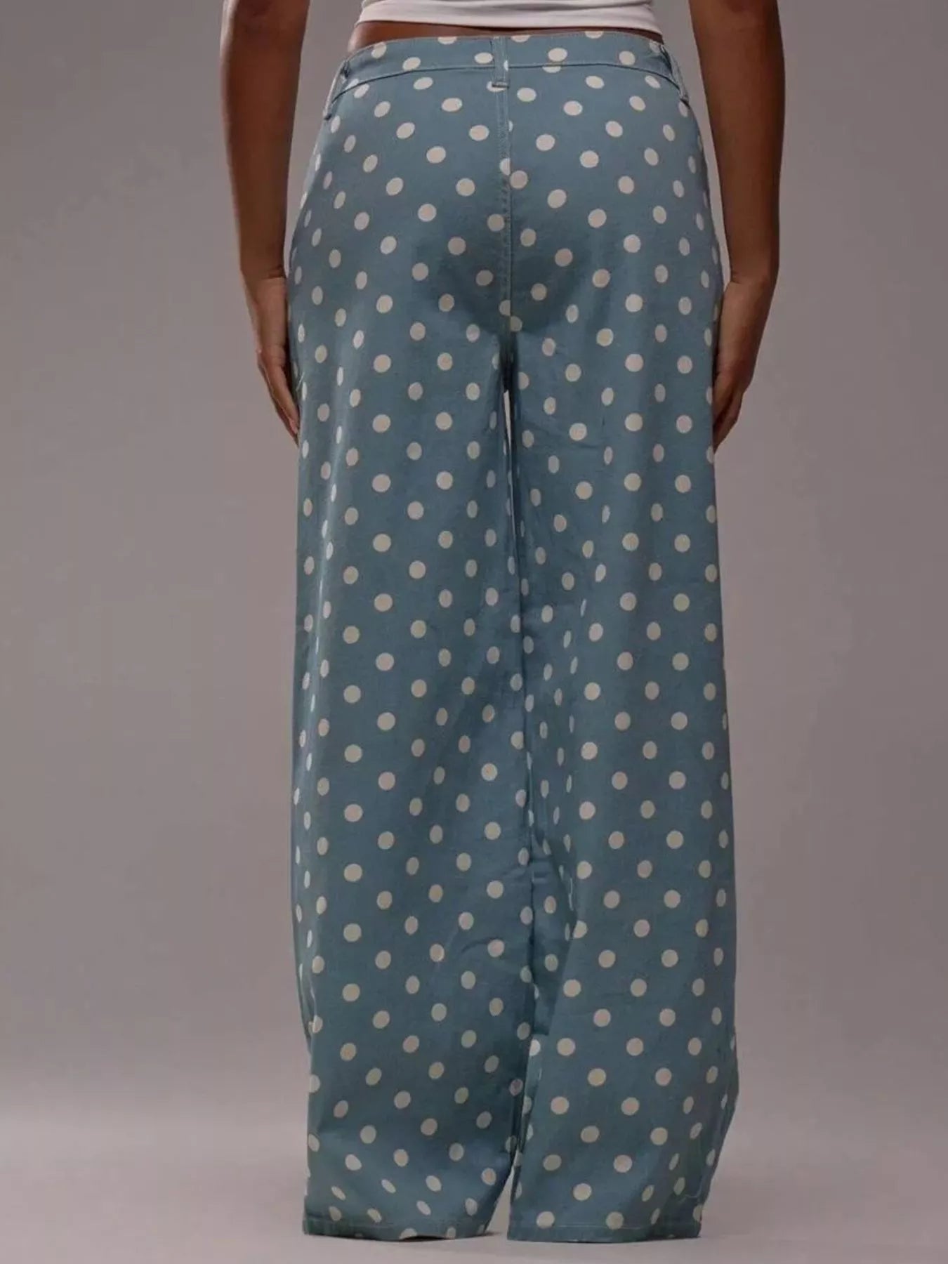 Polka Dot Wide Leg Jeans - cas7m