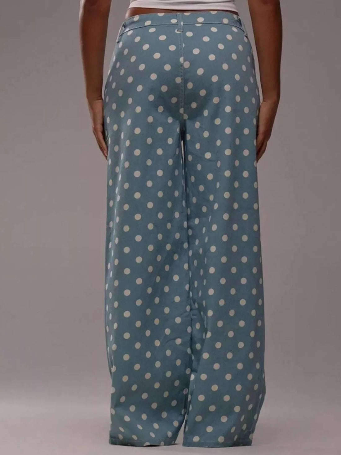 Polka Dot Wide Leg Jeans - cas7m