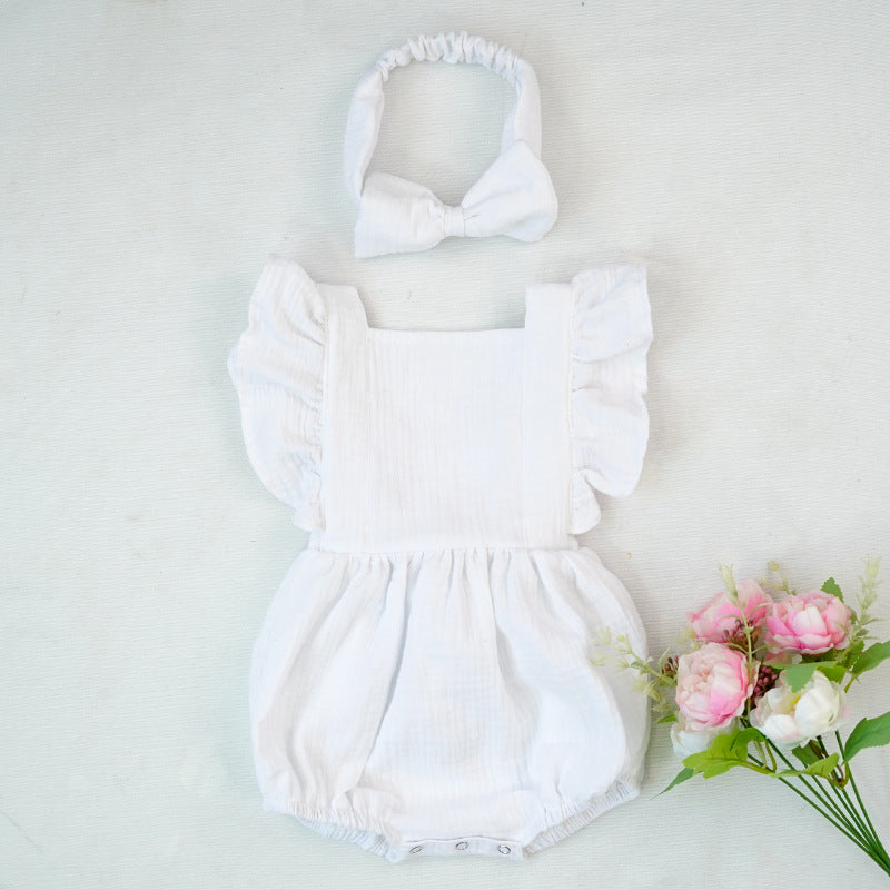 Ruffled short-sleeved girl romper wrinkle bag fart clothing - cas7m