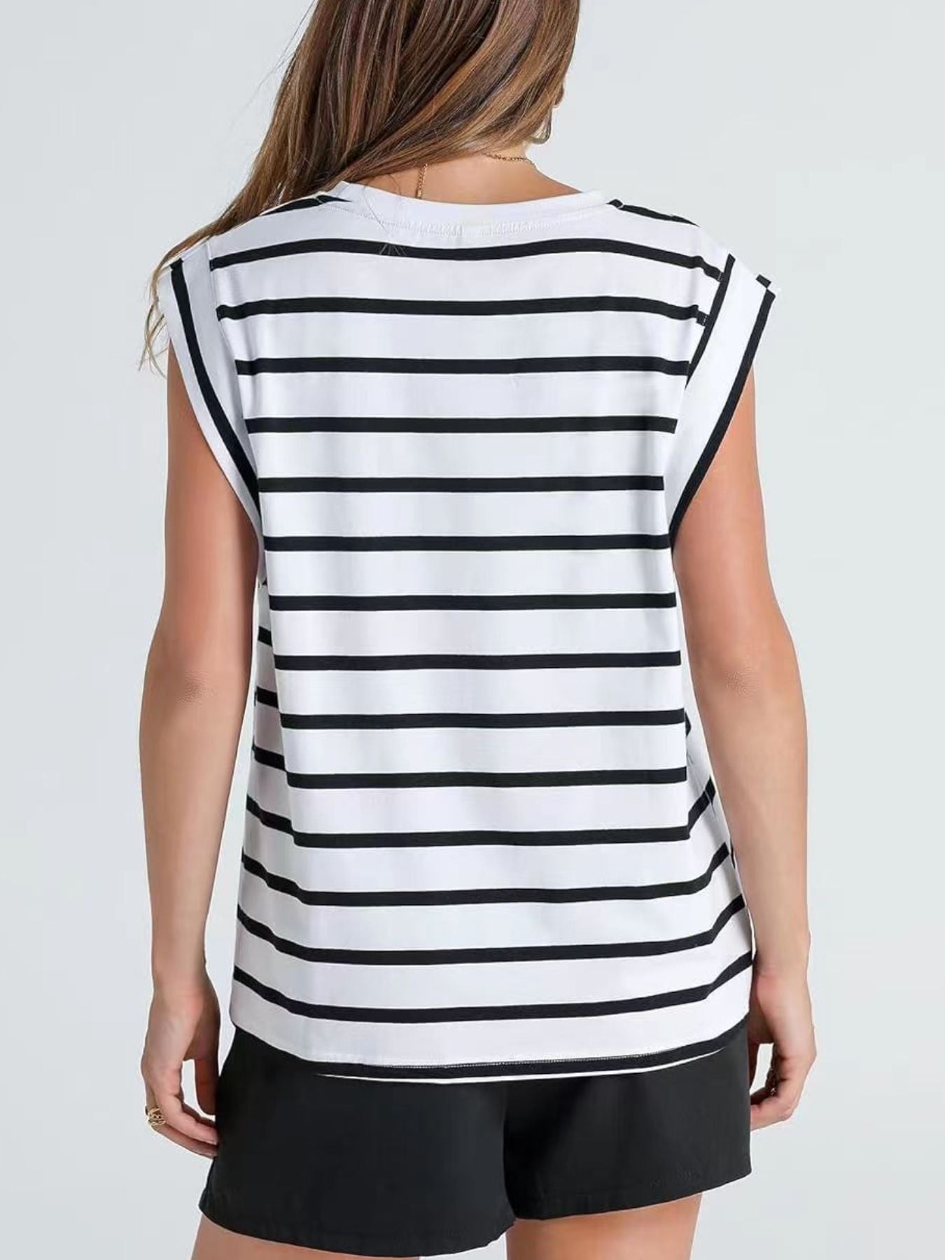 Striped Round Neck Tank - cas7m