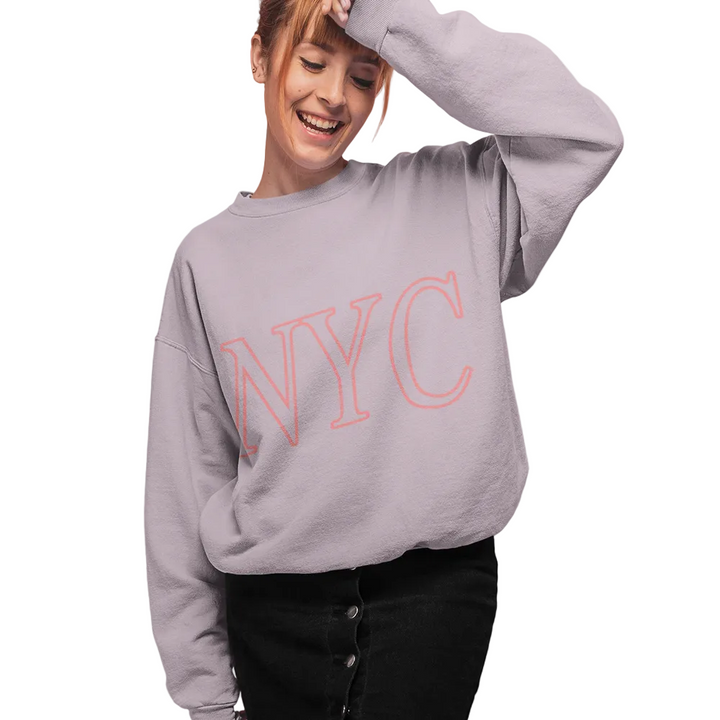 Womens Pink NYC Crewneck Sweatshirt - cas7m