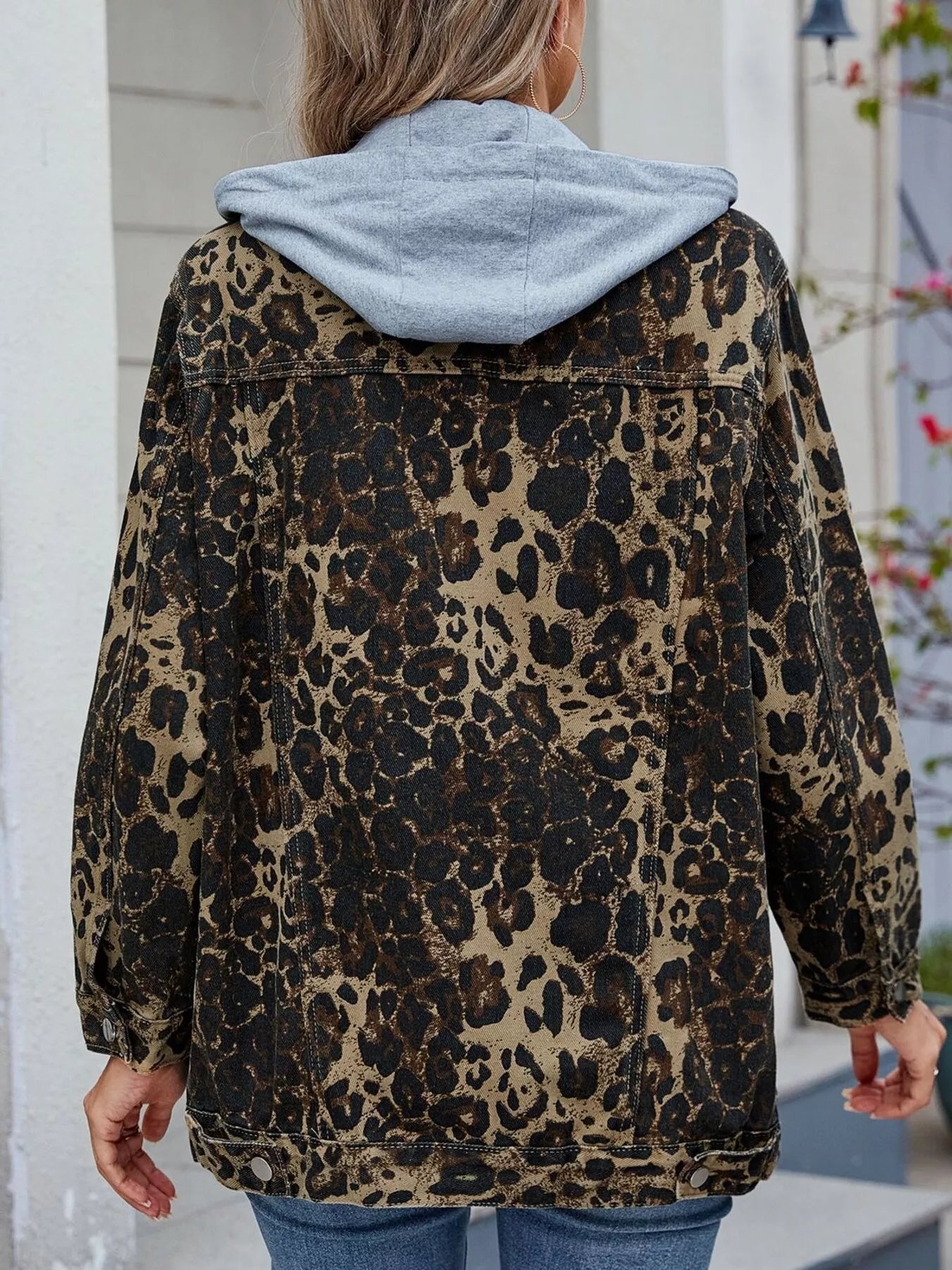 Button Up Long Sleeve Denim Jacket - cas7m