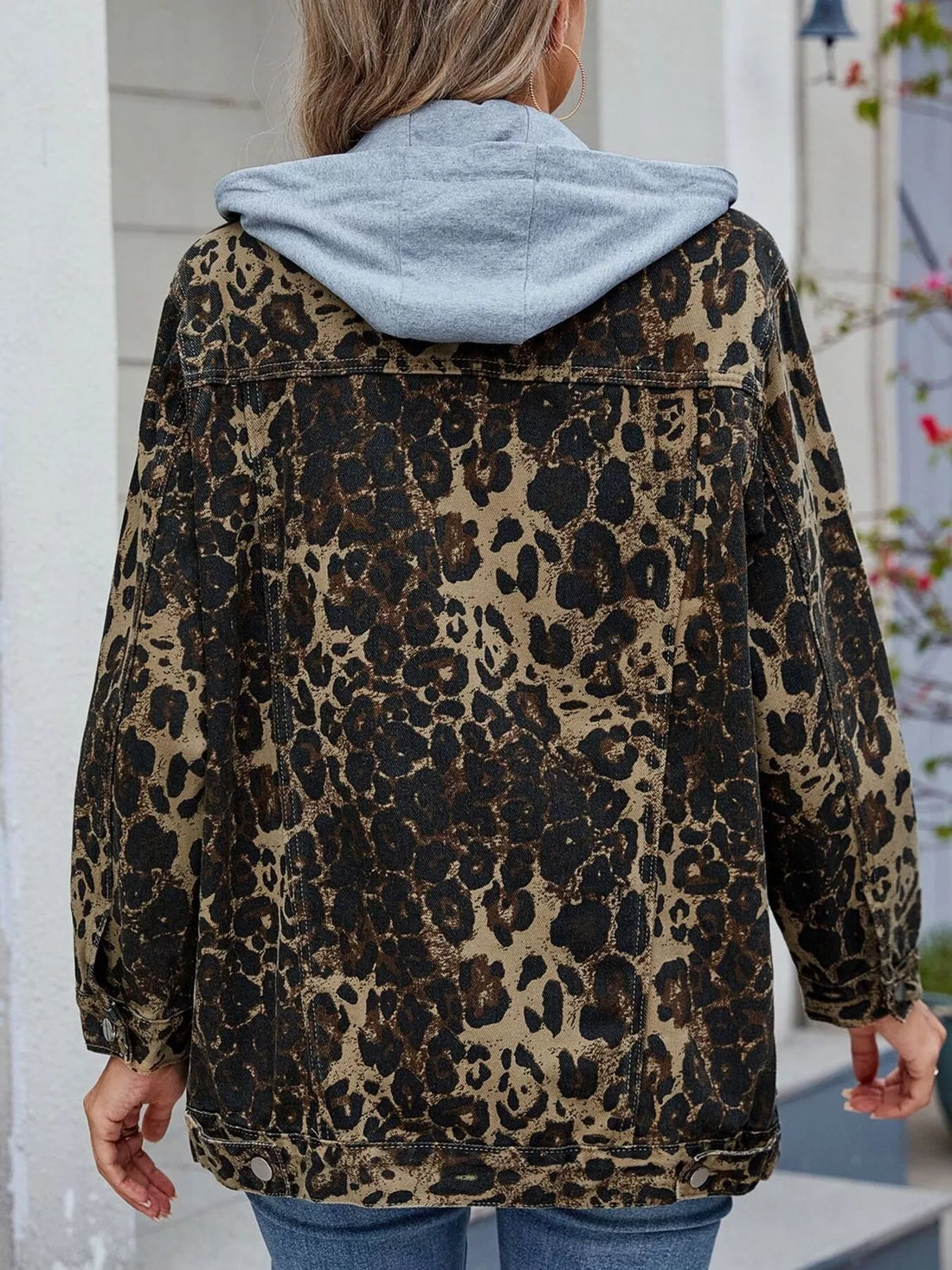 Button Up Long Sleeve Denim Jacket - cas7m