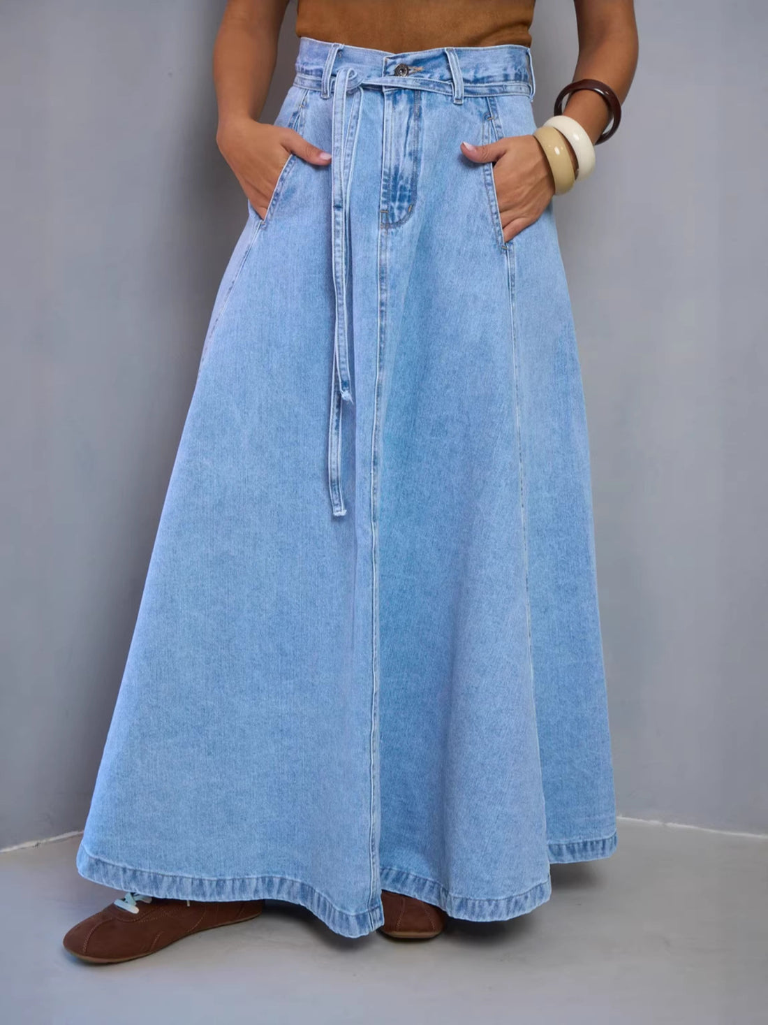 High-Waisted Denim Skirt - cas7m