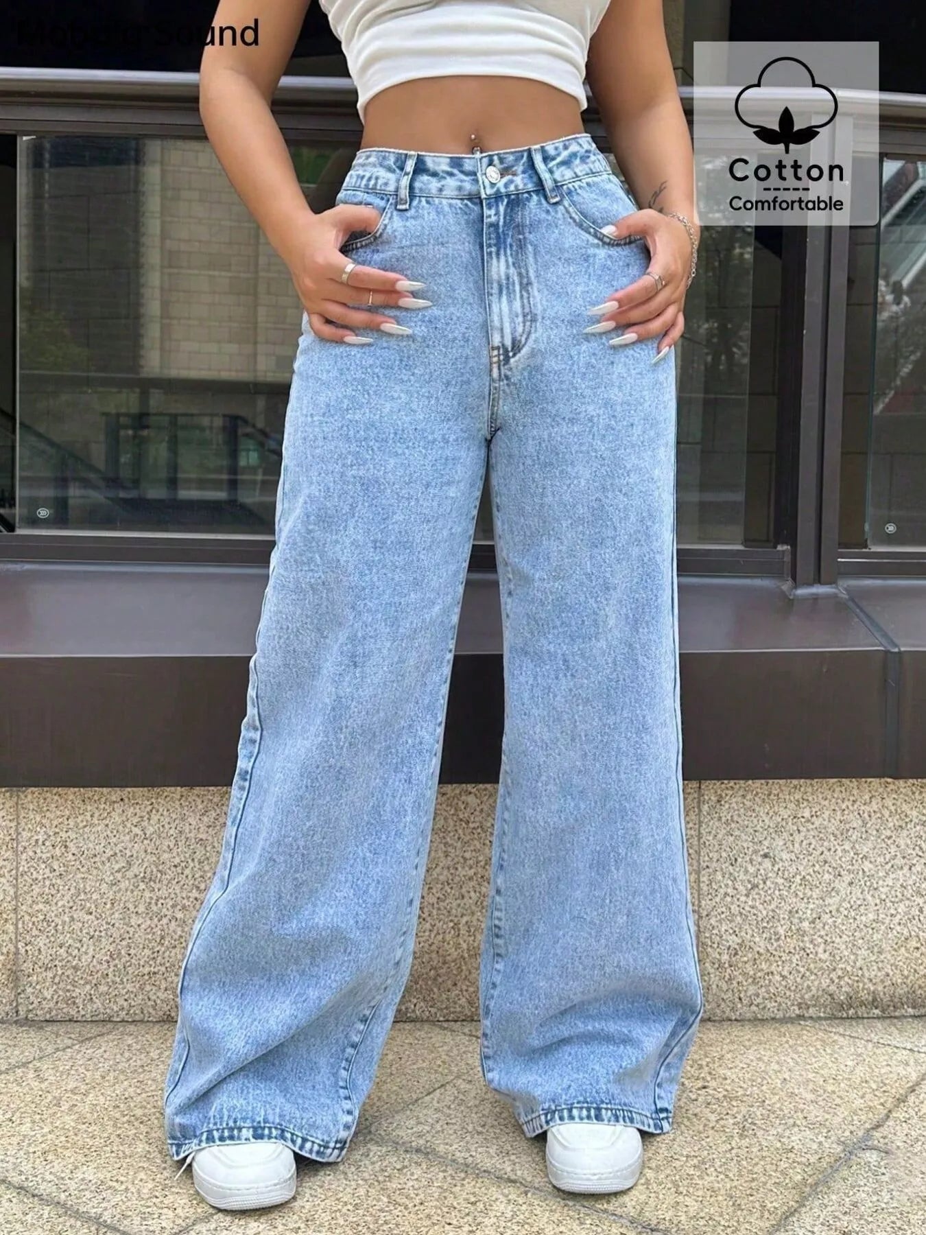 Wide Leg Wash Jeans - cas7m