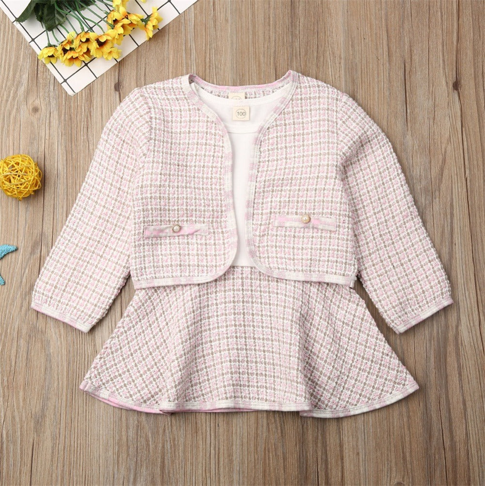 Long-sleeved Dresses Two-piece Children's Baby Small Incense Wind Suit - cas7m