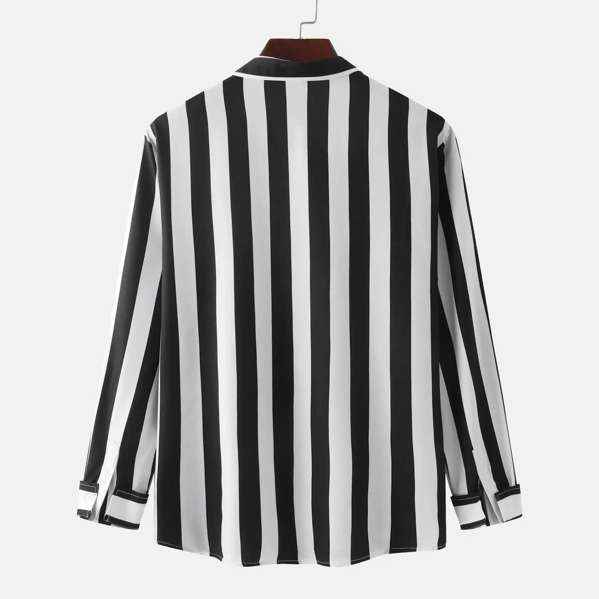 Men's Striped Button-Down Long Sleeve Shirt - cas7m