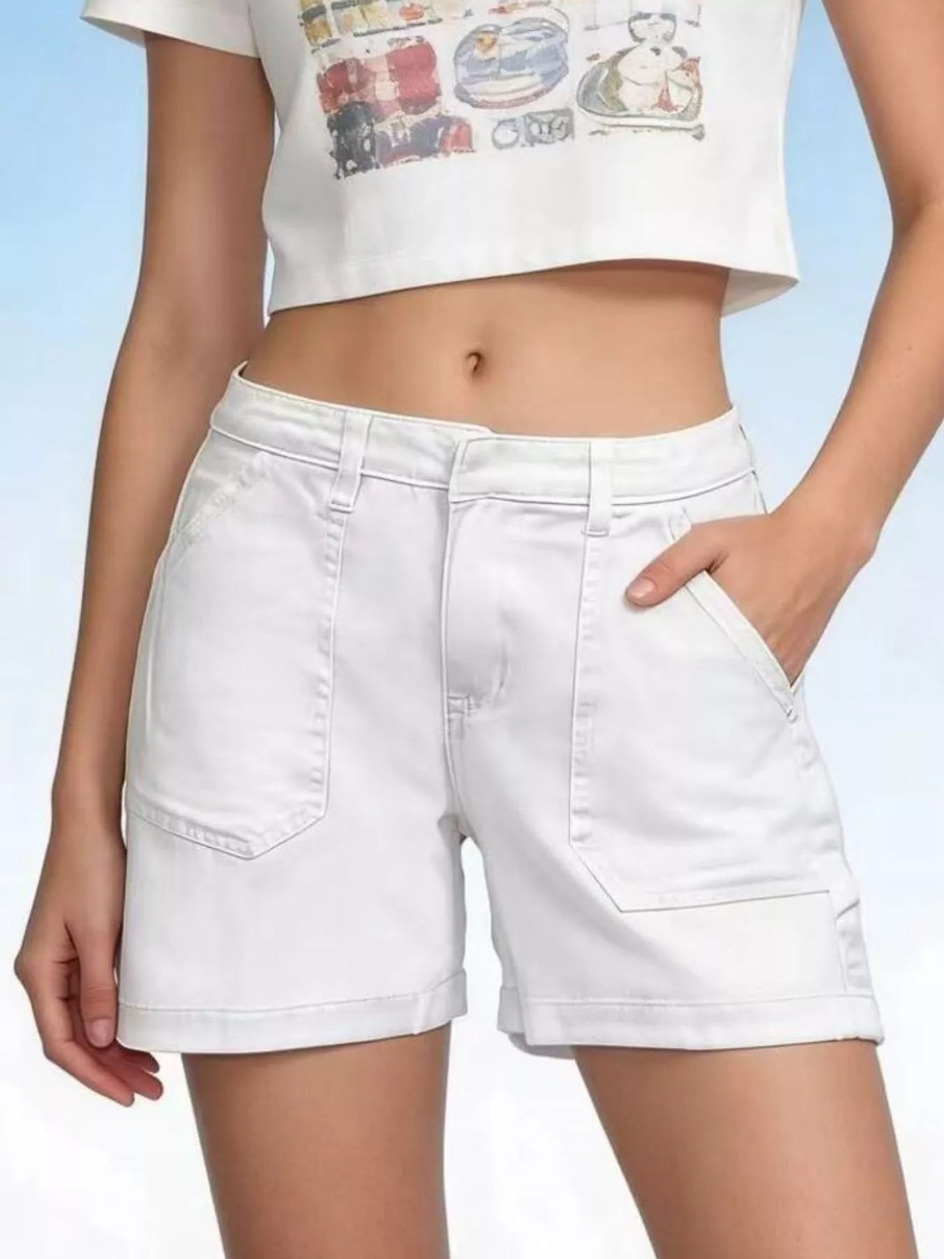 Pocketed Denim Shorts - cas7m