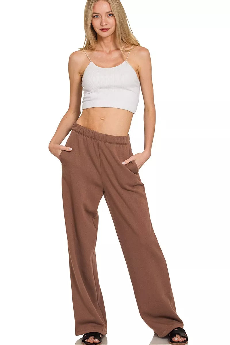 Zenana Fleece Sweatpant with Pockets - cas7m